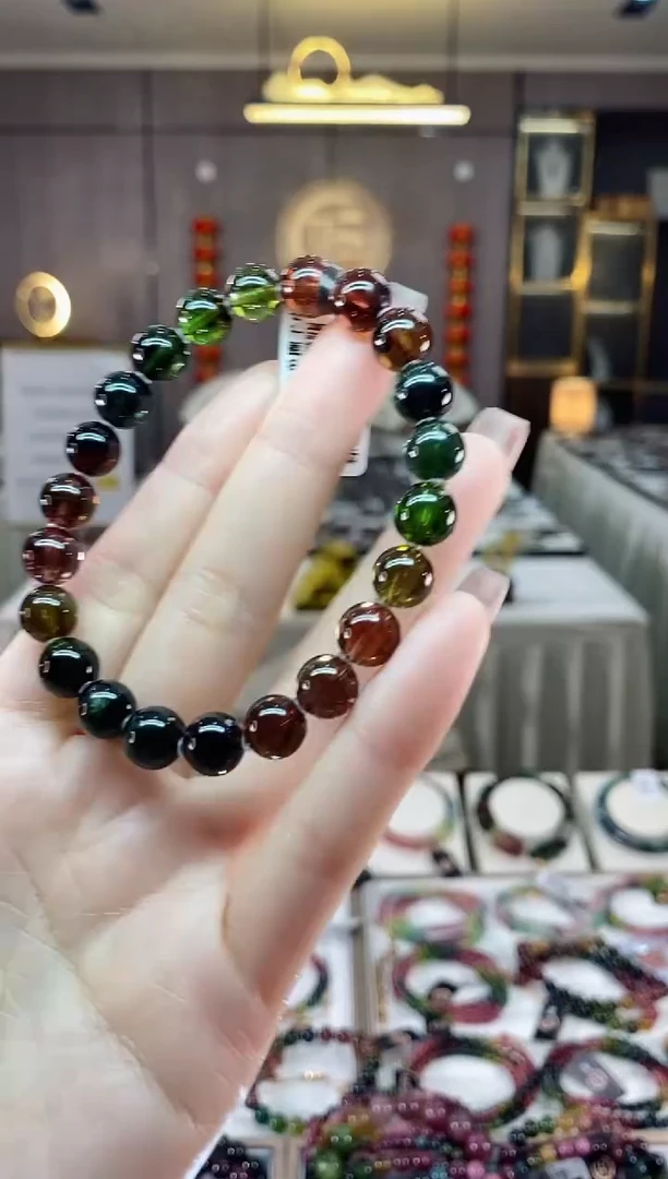 【闪购商品】碧玺收藏级单圈手串8mm+未镶嵌一物一证dan