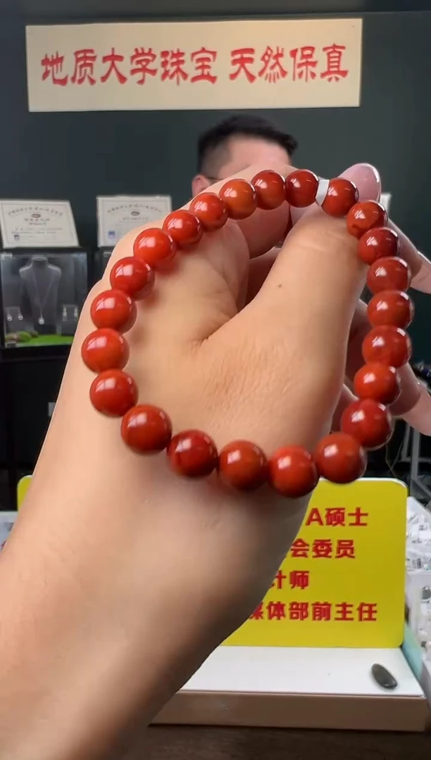 未镶嵌手串南红玛瑙满色满肉南红玛瑙圆珠手串8-8.5mm