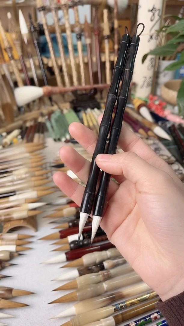 【清水试笔，拒绝蘸墨】墨舞笔庄毛笔2支黑牛角