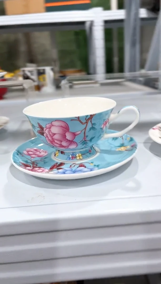 杯子陶（简装）蓝色咖啡杯碟一套