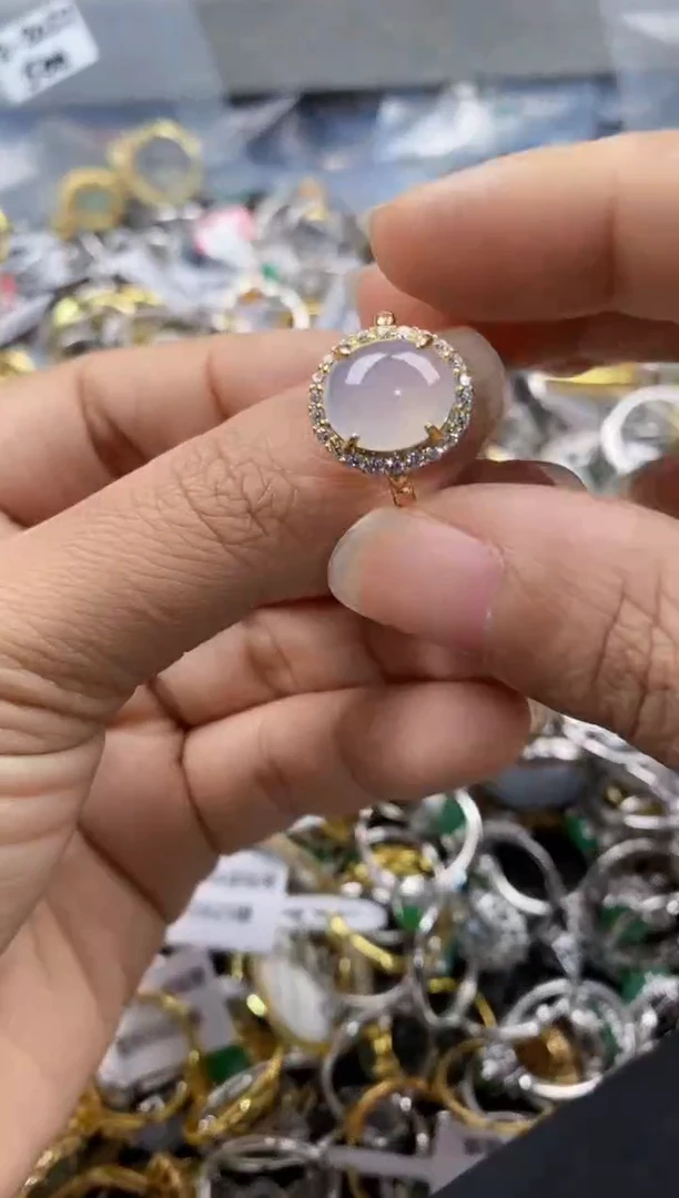 银S925镶嵌戒指翡翠777---7