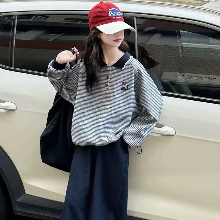 洋气款女童polo领加绒卫衣11230