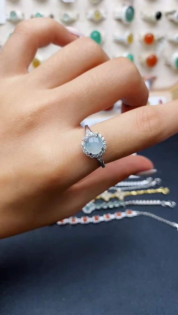 【闪购商品】翡翠戒指银S925镶嵌缅甸翡翠