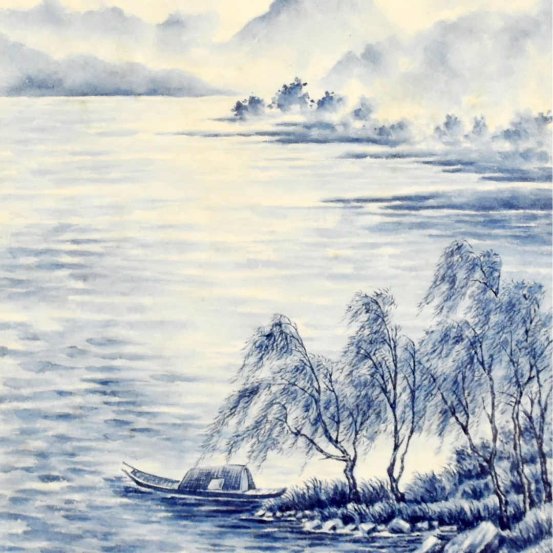 HM8235 泛舟图 26×23cm 纸本镜框 0.5平尺