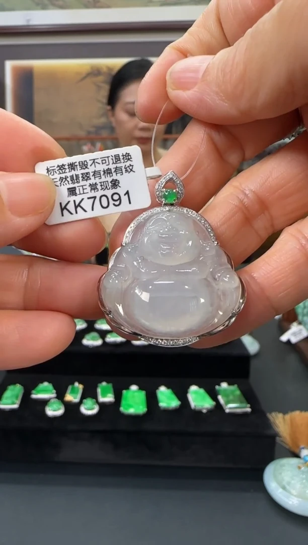 翡翠18K金镶嵌颈饰KK7091佛公