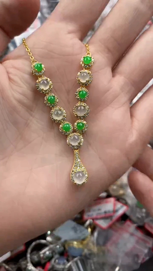 银S925镶嵌戒指翡翠5555----6