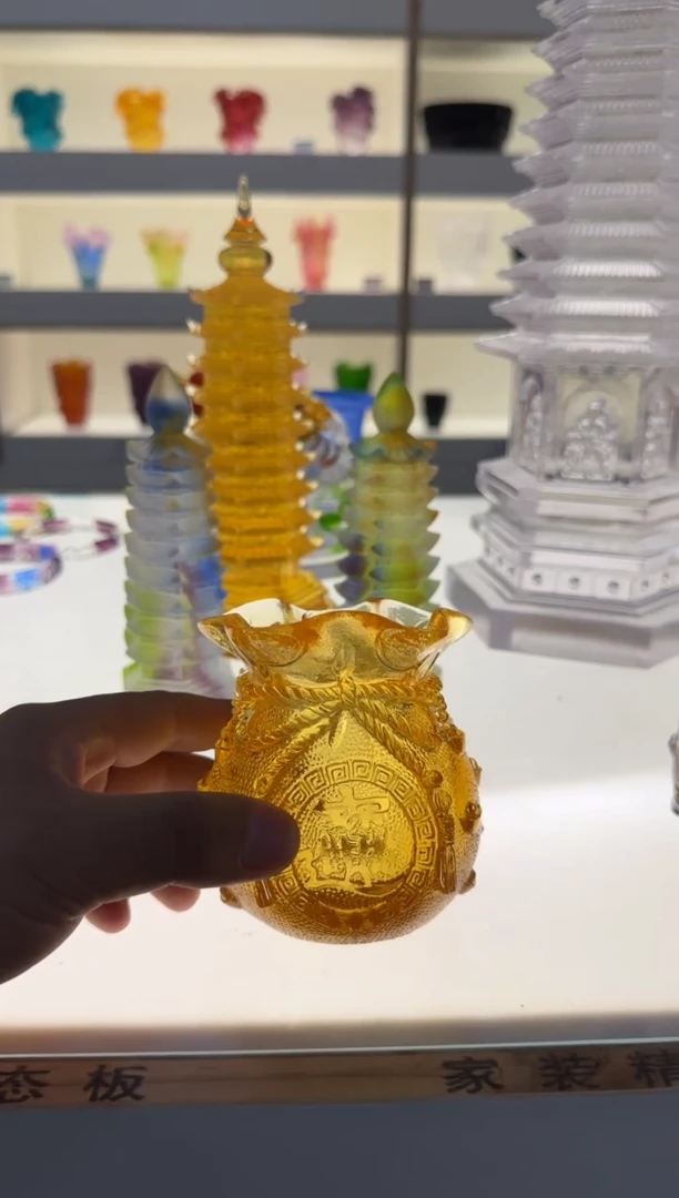 手工艺品琉璃金色钱袋子