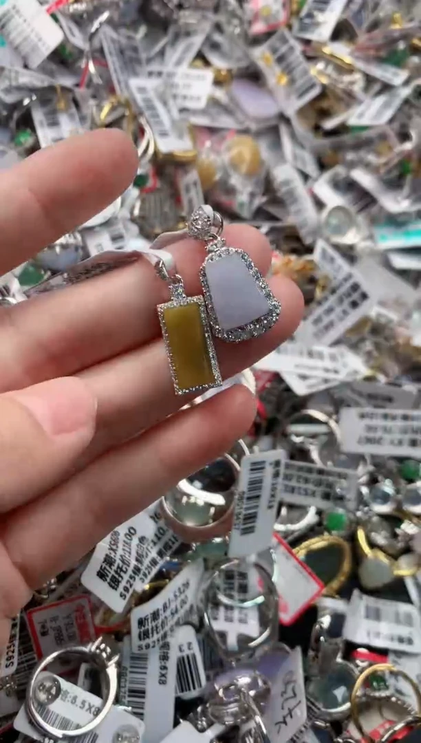 银S925镶嵌戒指翡翠666----6