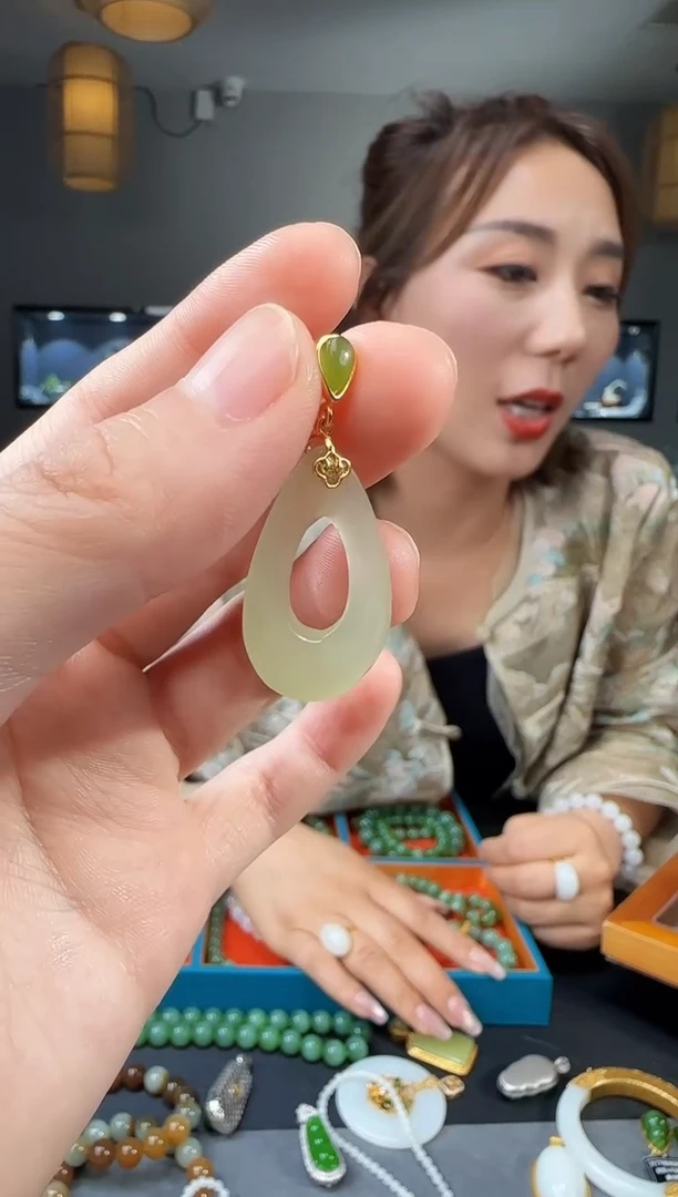 和田玉银S925镶嵌吊坠(不含链)1