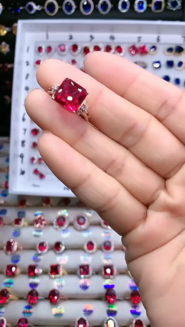 【闪购商品】红宝石戒指银S925镶嵌玫瑰金10