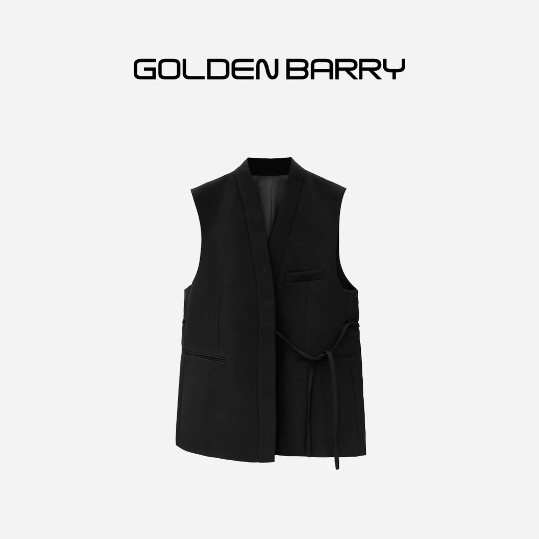 GOLDENBARRY|123126时尚百搭V领系带马甲