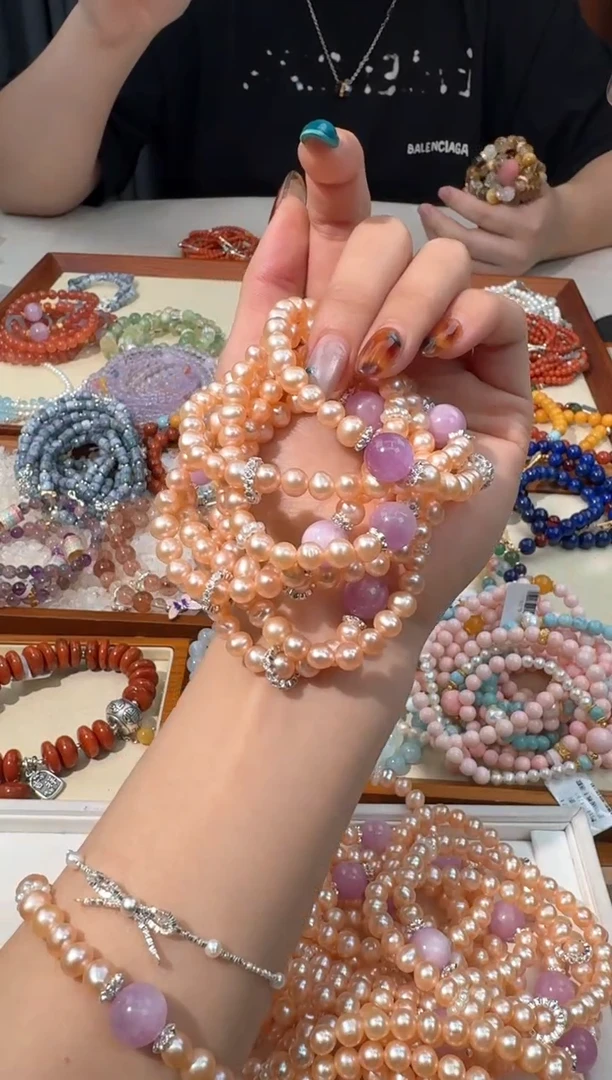 【闪购商品】淡水珍珠手绳未镶嵌A017香槟珍珠紫锂单珠款