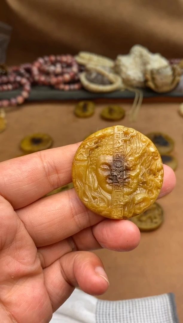 其他鹿骨杂件175-鹿角雕刻佛魔