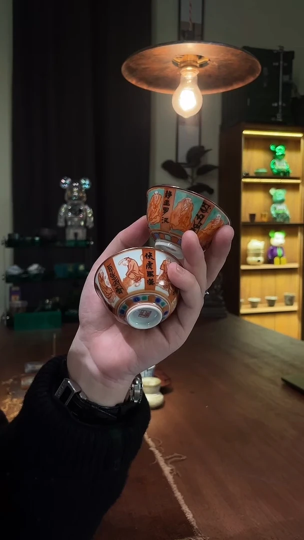 包铜十八罗汉对杯2只款