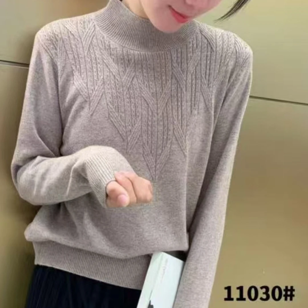 621#秋冬长袖针织衫半高领套头1 56