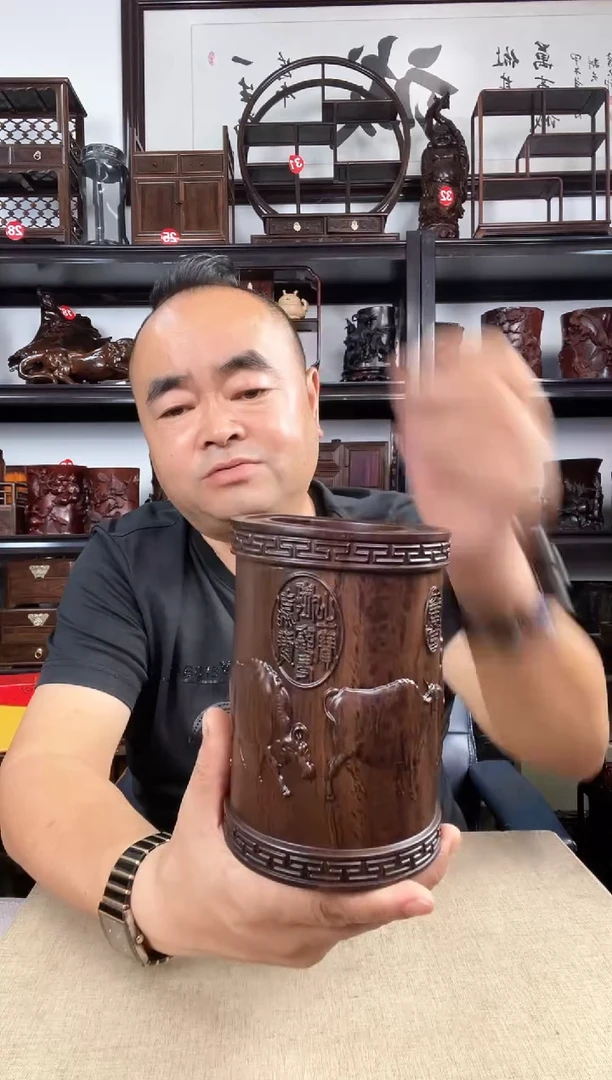 木大牛笔筒老李红木工艺品