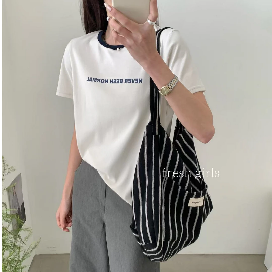 【TIAN XIN YUN】显瘦时尚韩版印花夏季休闲小众烫印打底-A01-A101