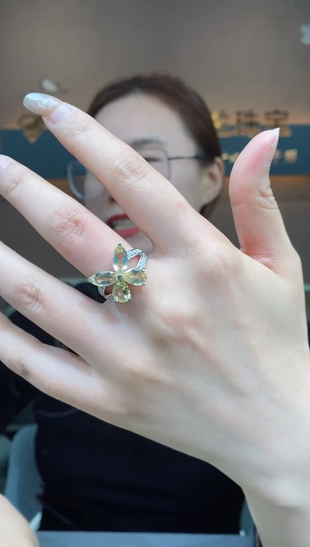 【闪购商品】黄晶戒指银S925镶嵌黄晶戒指 15#