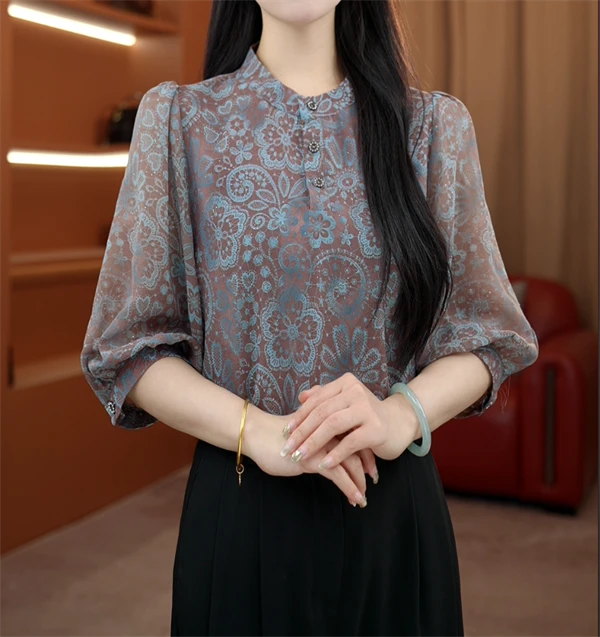 2025新款原版正品国风提花遮肉显瘦宽松衬衫气质时尚上衣JA148