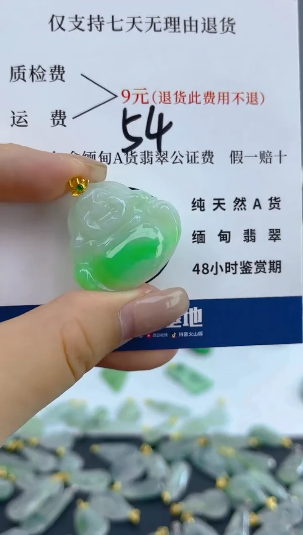 颈饰18K金镶嵌翡翠天然A货翡翠  54