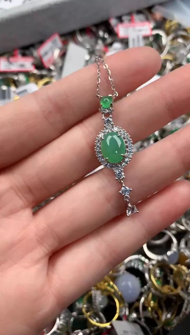 银S925镶嵌戒指翡翠10   8