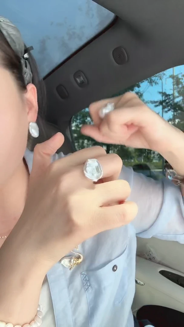 合金戒指淡水珍珠花瓣巴洛克戒指