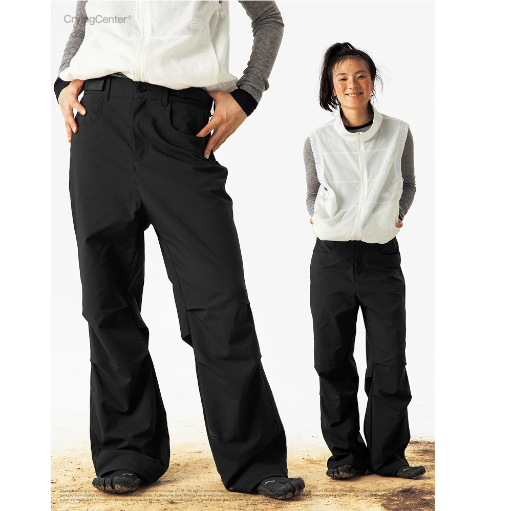 Crying center/哭喊中心高克重魔术贴腰头调节微喇伞兵裤