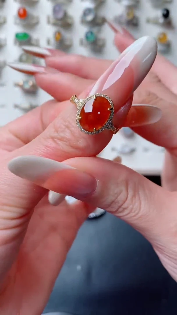 银S925镶嵌戒指翡翠...