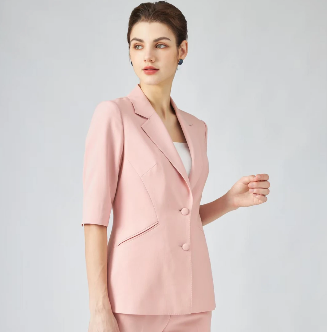 樱花粉女士西装（中袖）温柔