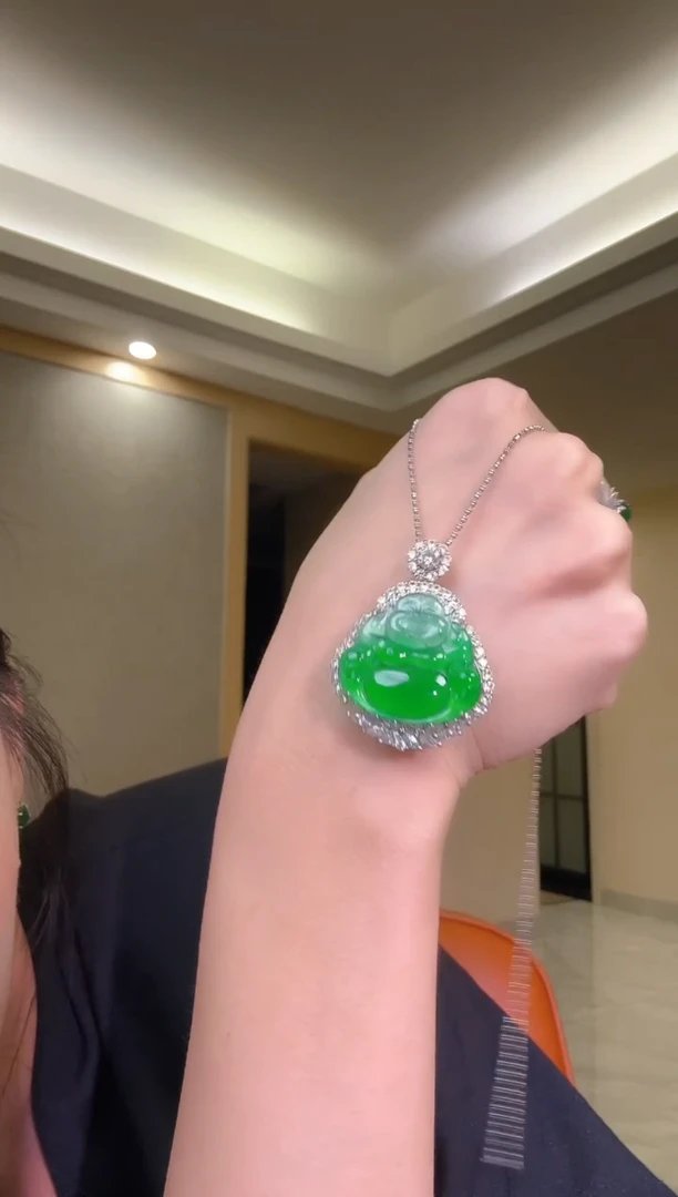 翡翠银S925镶嵌吊坠(不含链)天然翡翠吊坠