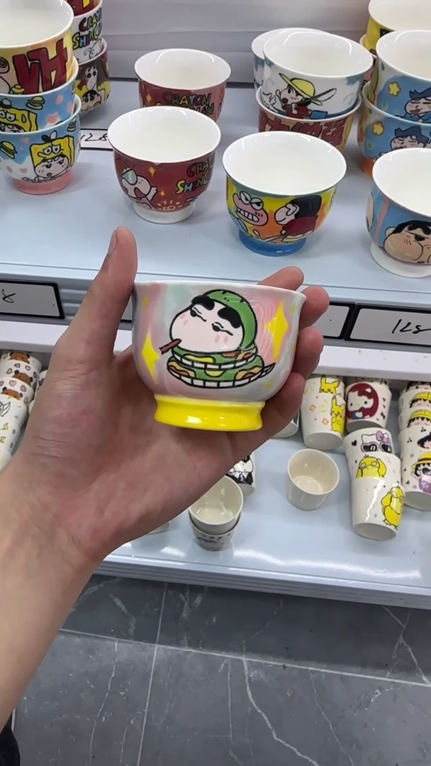 高温釉下彩纯手工手绘陶瓷盖碗