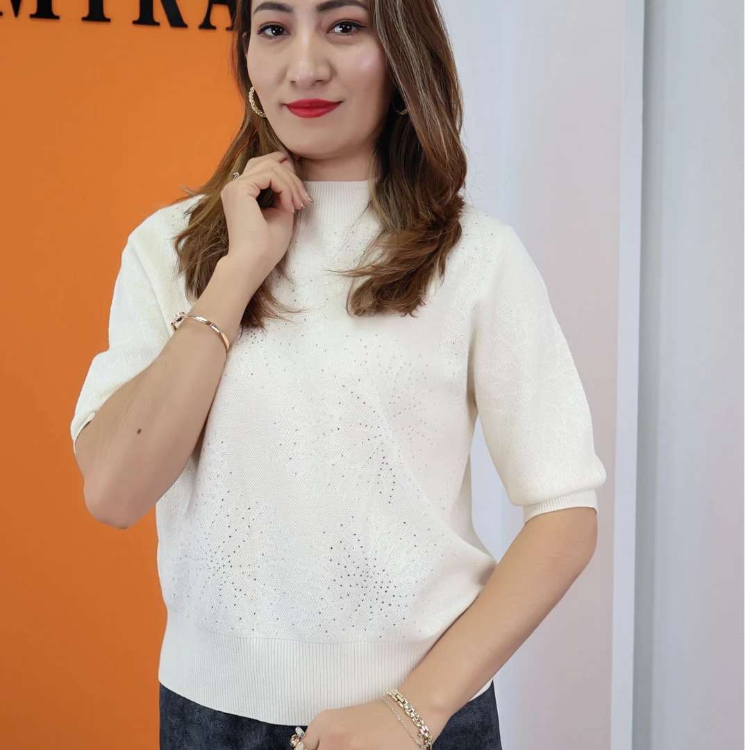 针织时尚半袖半高领女士打底衫216655