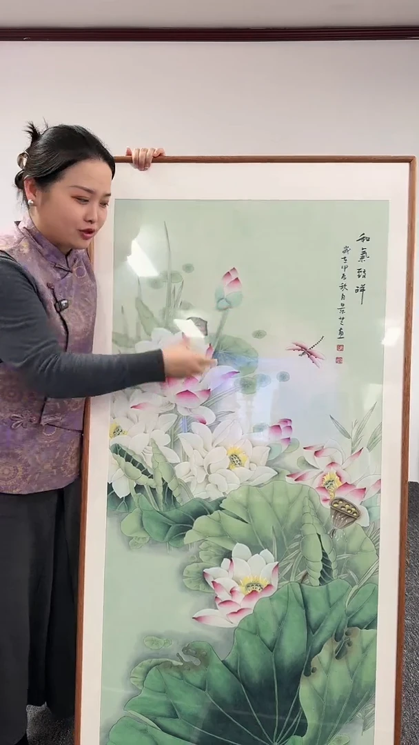 【闪购商品】国画工笔荷花（竖版）153*76陈景芝