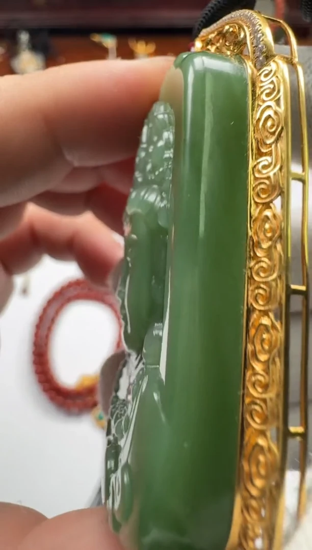 【闪购商品】和田玉（碧玉）配饰配饰18K金镶嵌配饰配饰