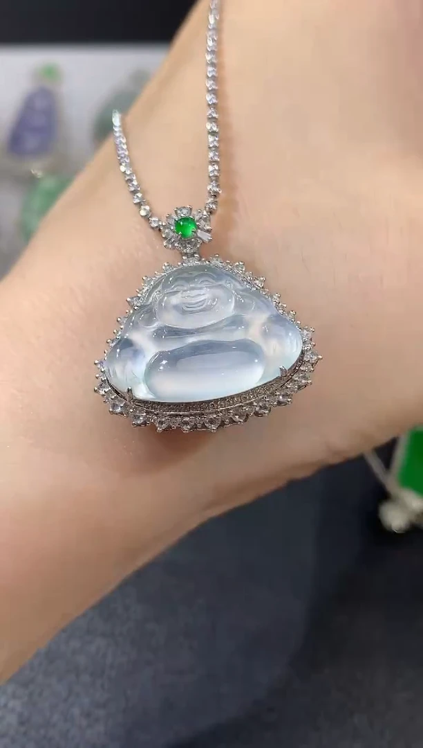 翡翠18K金镶嵌吊坠(不含链)C39