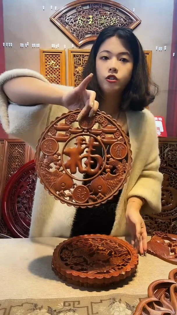 香樟木木雕款香樟木27招财进宝微瑕挂件