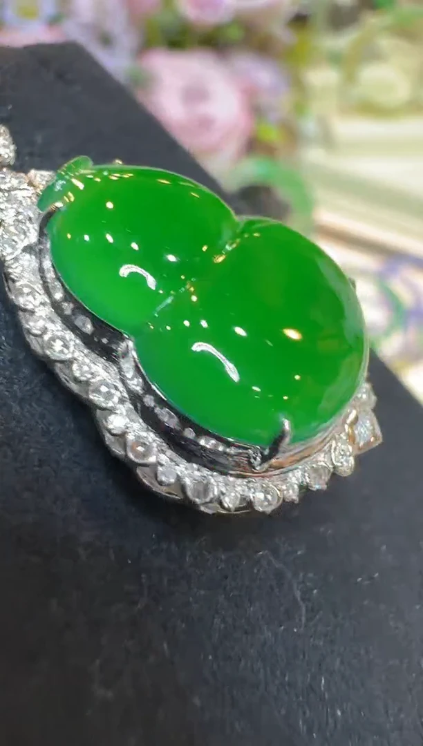 翡翠18K金镶嵌吊坠(不含链)分单