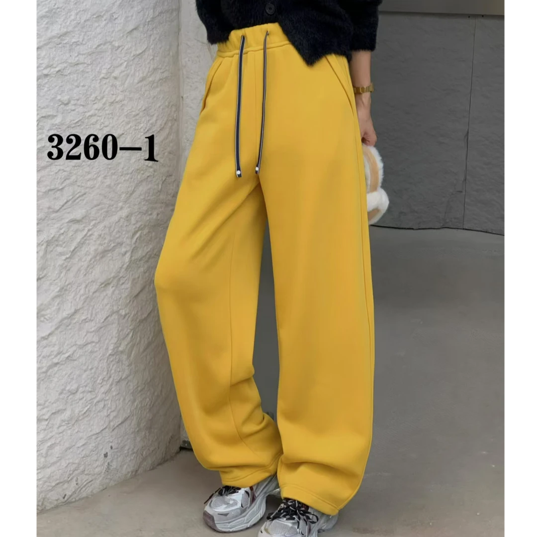 【姚姐定制】3260“冬季上新”欧货加绒加厚松紧腰休闲百搭垂感镰刀裤