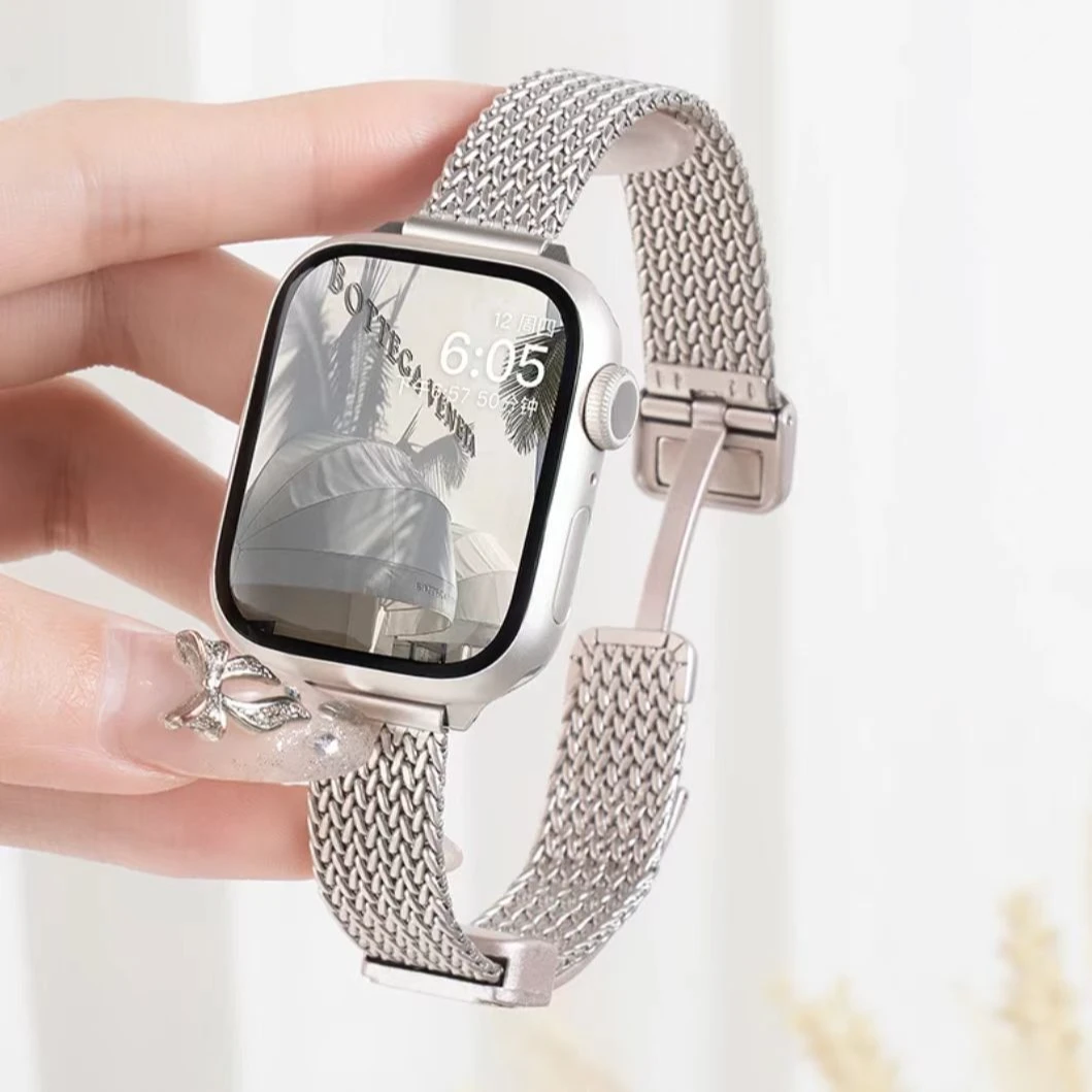 适用apple iwatch s11苹果手表s10表带麦穗磁吸智能运动s9/8女生