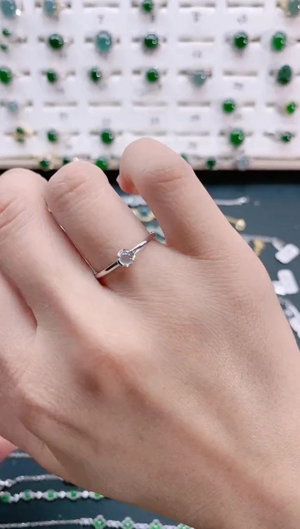 【闪购商品】翡翠戒指银S925镶嵌天然翡翠