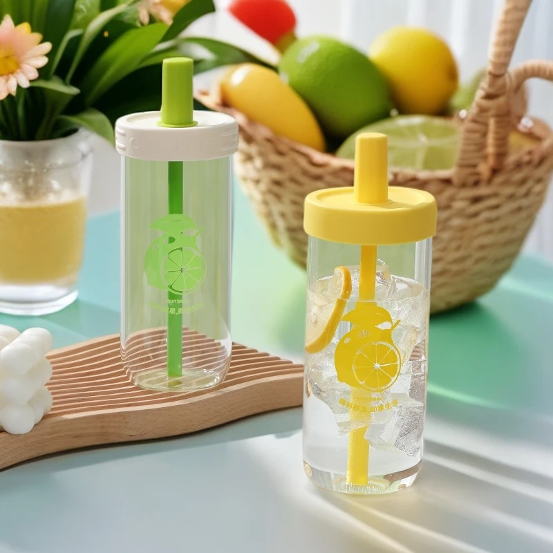 水杯玻璃杯女生办公室学生新款带盖牛奶咖啡杯大容量茶水吸管水杯