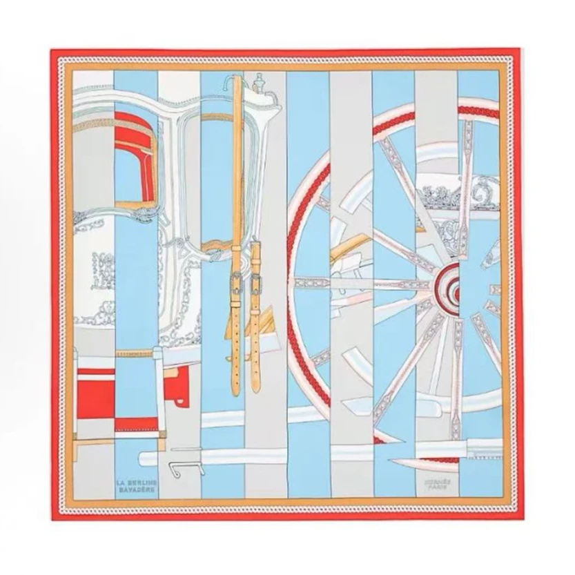 99新 Hermes/爱马仕 99新爱马仕橙边蓝色丝巾 90*90/MJ2516