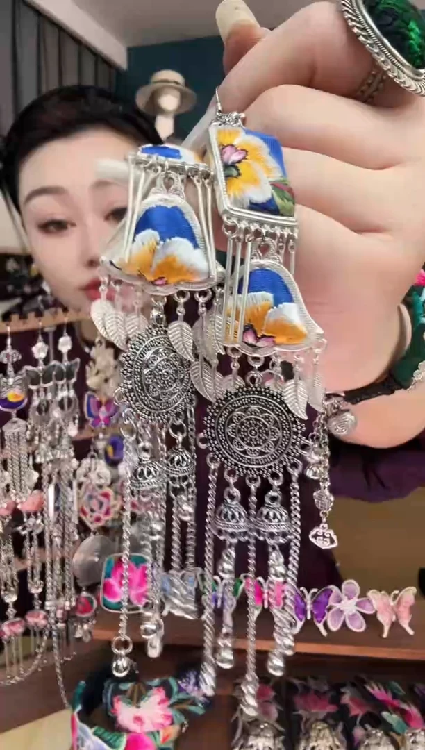 刺绣纯手工民族风刺绣耳环