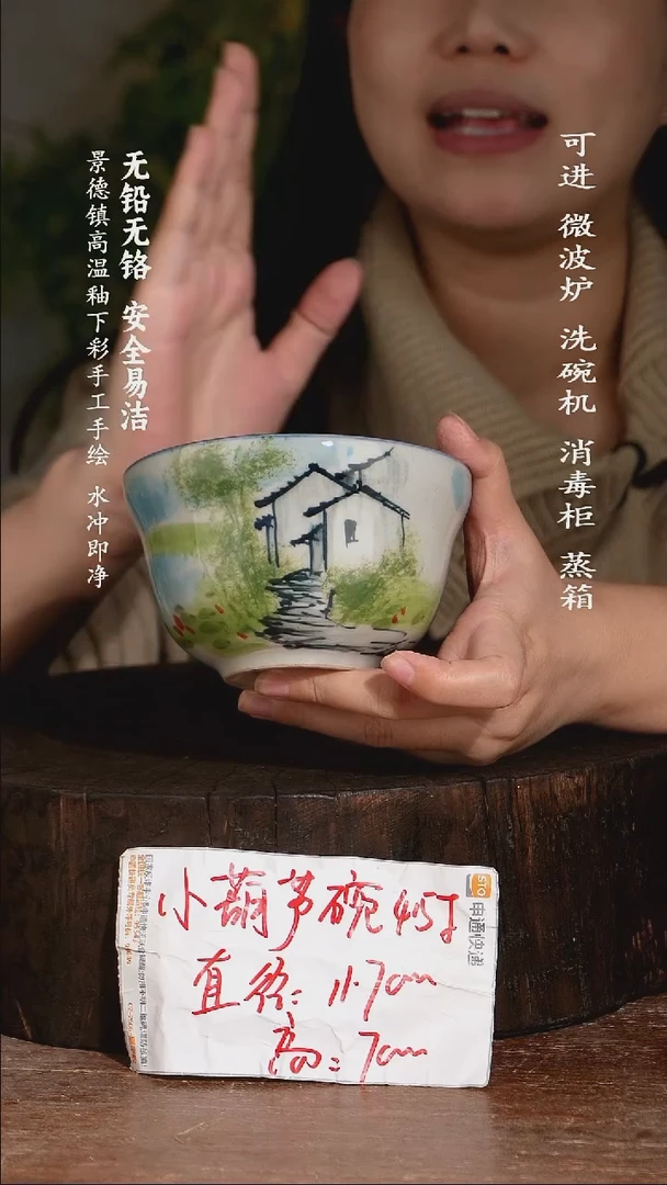 碗陶瓷景德镇高温瓷釉下彩手绘陶瓷