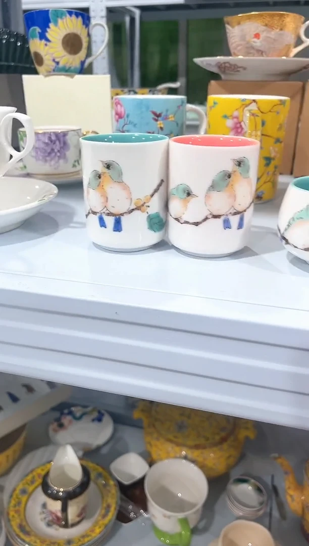 瓷片陶瓷（简装）小鸟主人杯2个