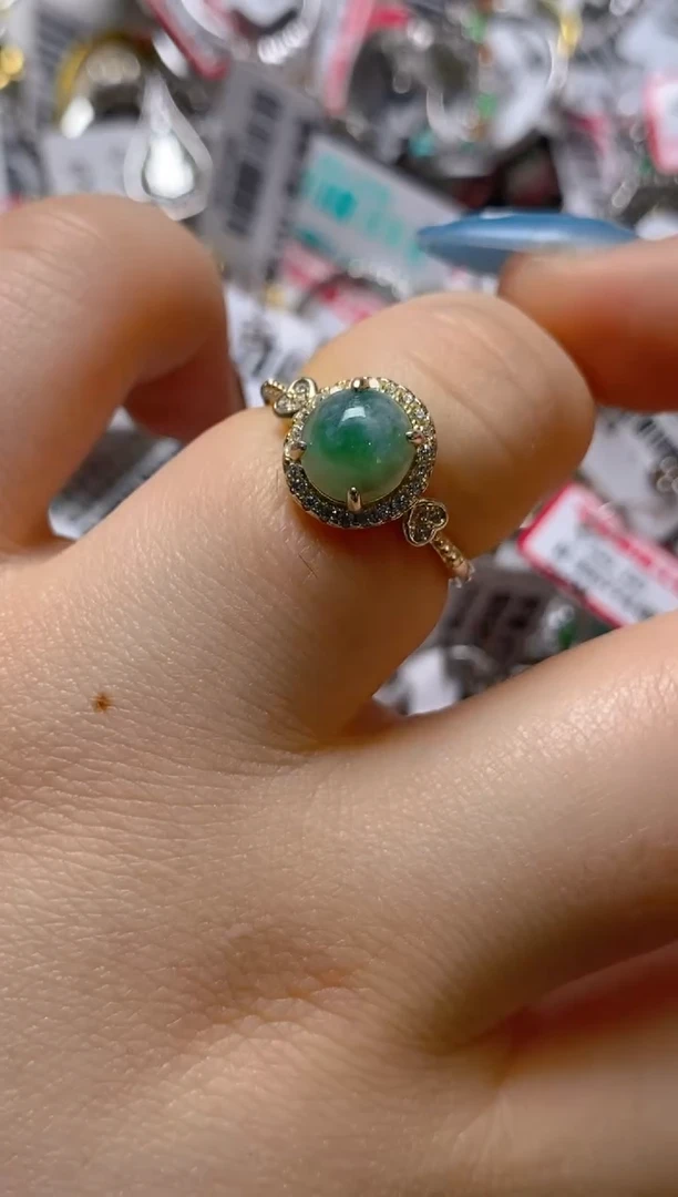 银S925镶嵌戒指翡翠百内无证书