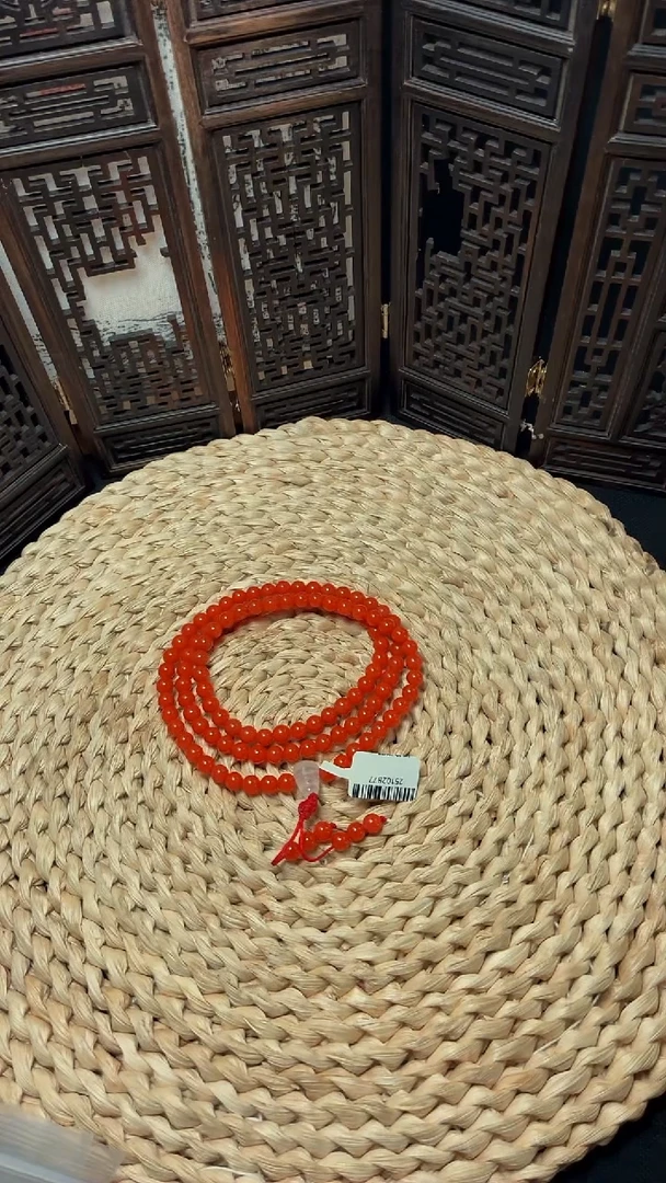 未镶嵌多圈南红玛瑙6mm冷水河柿子红多圈