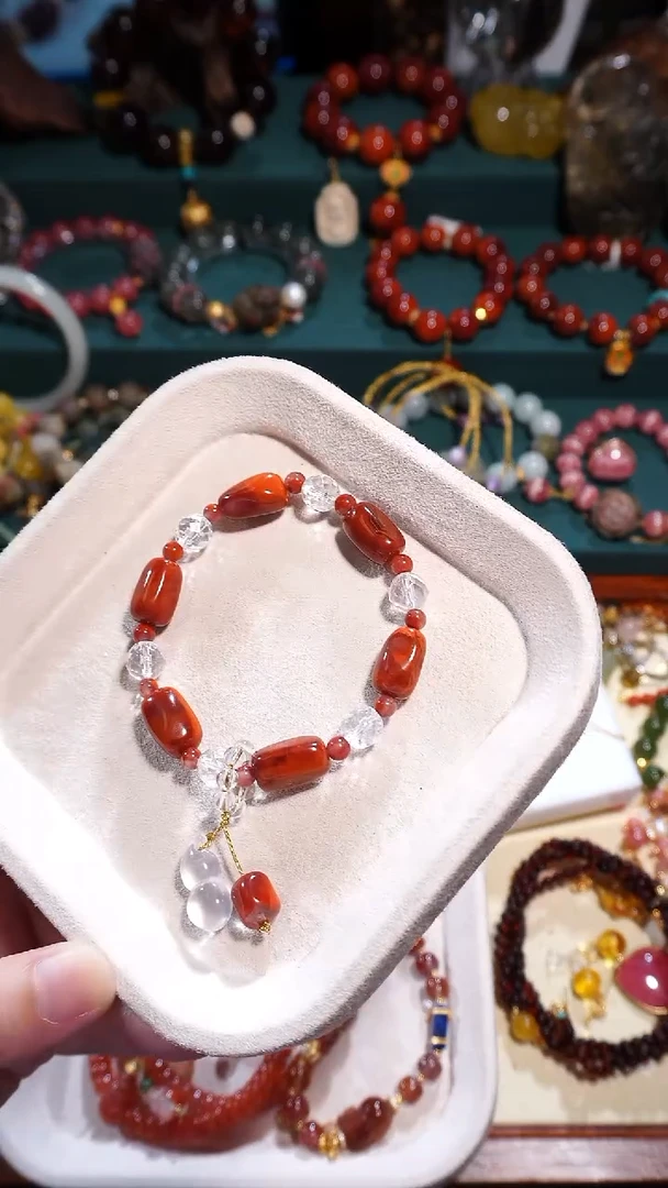 未镶嵌火焰纹南红玛瑙手链
