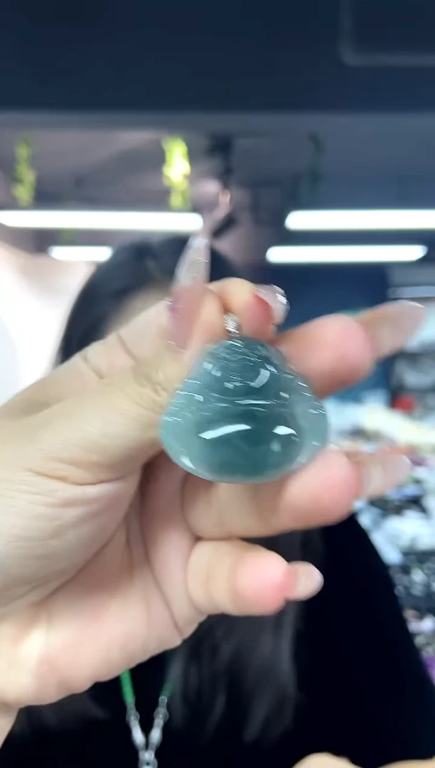 吊坠(不含链)银S925镶嵌翡翠多样性发其一颜色微差