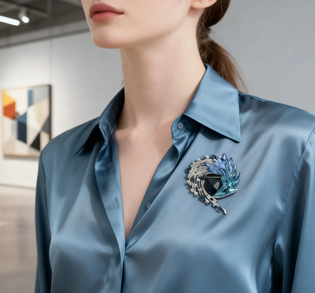 礼品水钻胸针创意凤尾胸针男女轻奢毛衣别针设计感大号胸花礼盒装